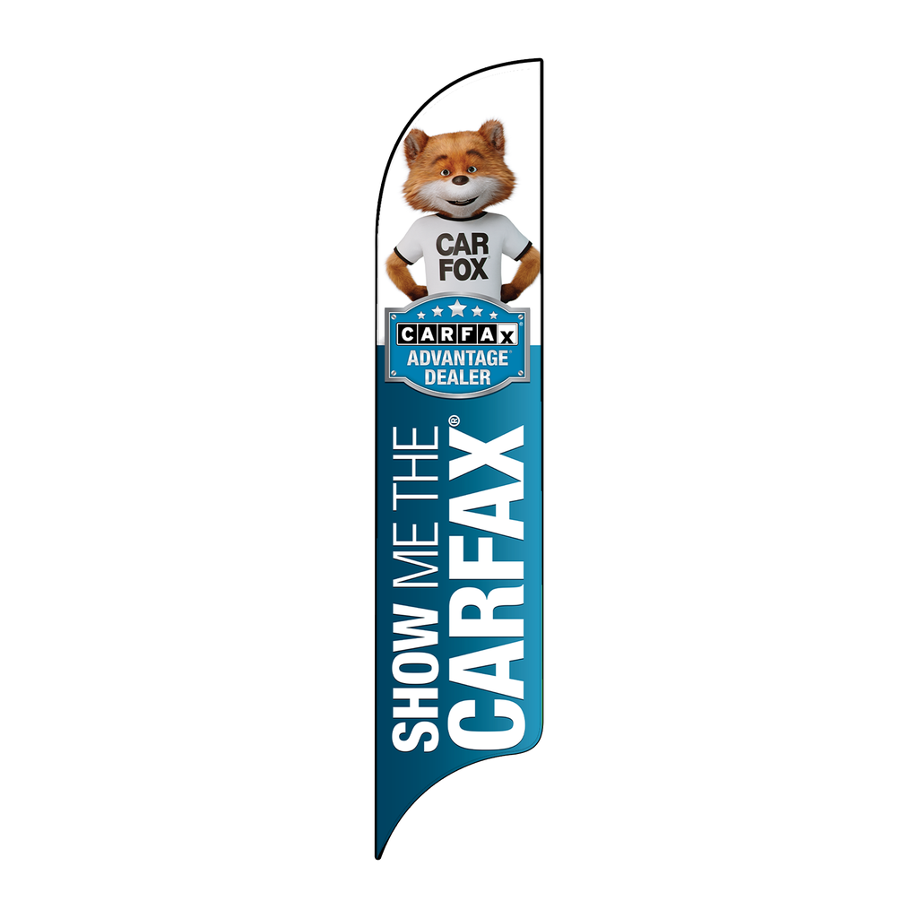 15' Carfax Show Me The Carfax Advantage Dealer with Fox on Top AdverSail Flag